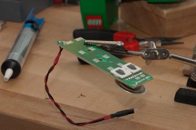 Soldering wires to the board